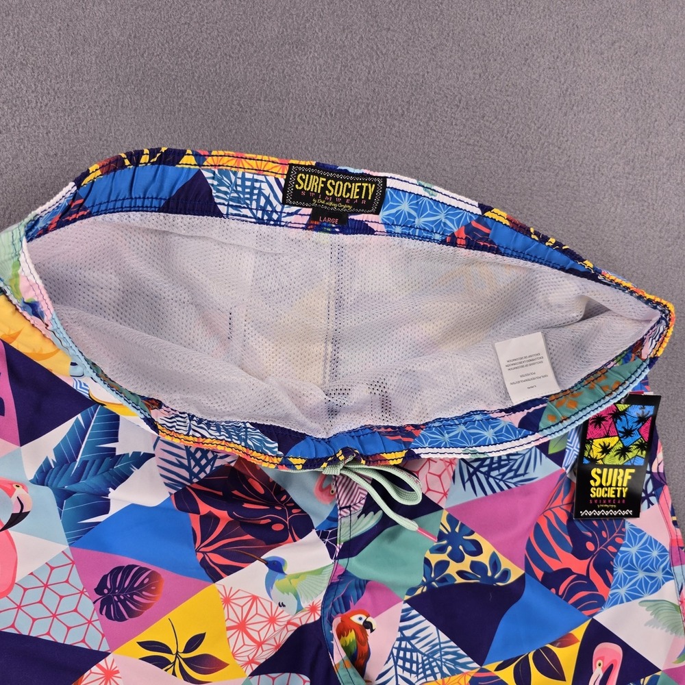 New Surf Society Swim Trunks Men's Large Geometric Summer Art Beach Cruise Pool - Picture 4 of 12